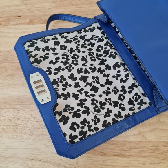 Rebecca Minkoff Diamond Quilted Love Crossbody Cobalt Blue Silver Shoulder Bag - Picture 11 of 12